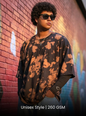Brown Black | Unisex Tie-Dye Oversized T-Shirt